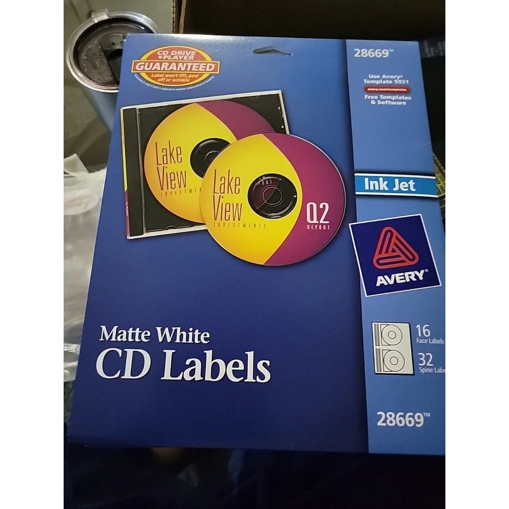 Avery Matte White CD Labels 28669 Ink‎ Jet Lot of 2 New